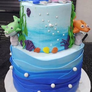 12 and 8 baby shark cake